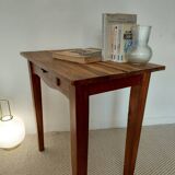 Old solid wood console - drawer - curved line - chic country style