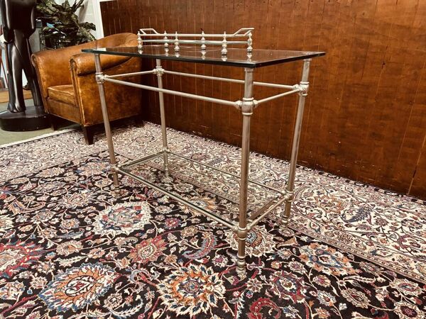 Table d'appoint Eichholtz Regency en étain et verre