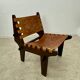 Vintage teak and leather armchair design Angel Pazmino brand Ecuador vintage 1960