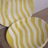 Manufacture de salin 6 yellow oval flat plates with zebra pattern