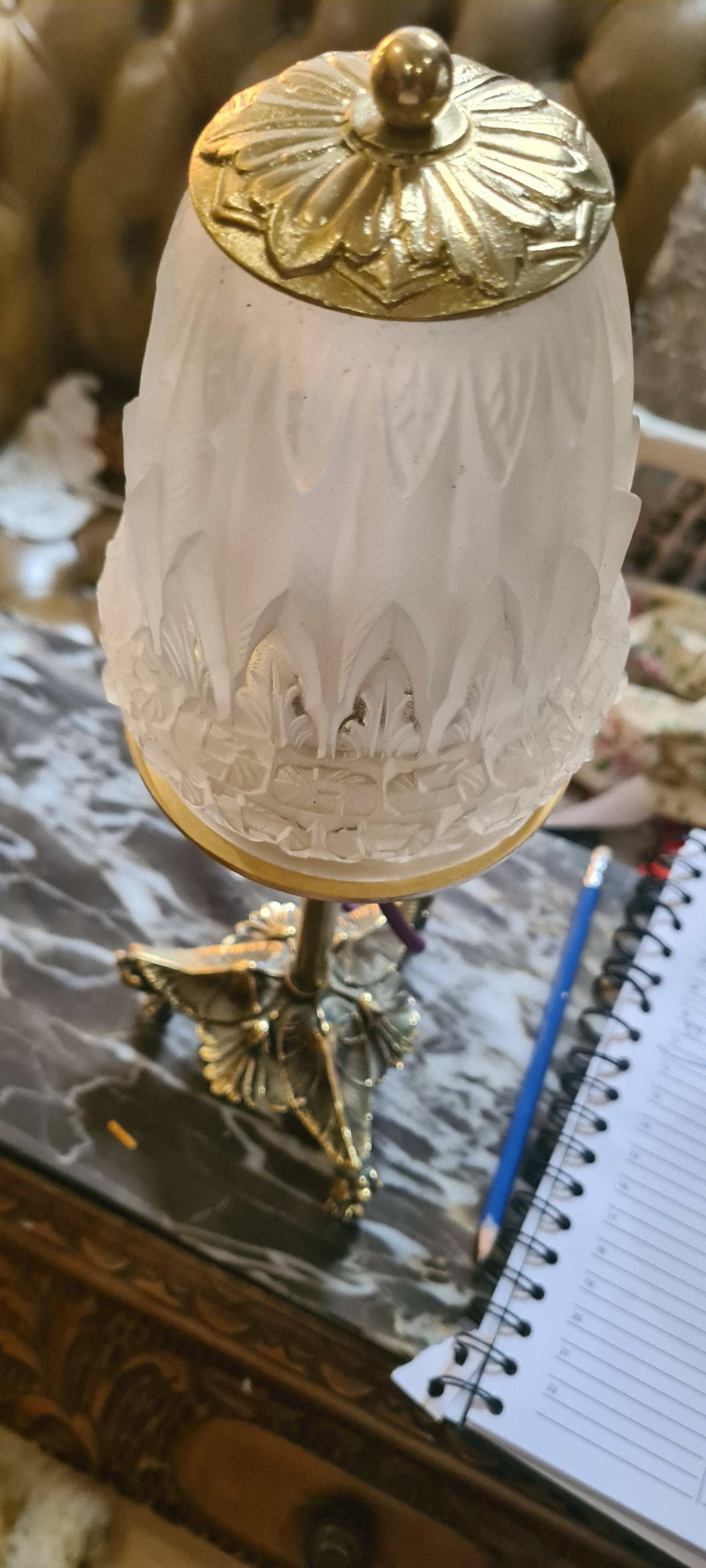 art nouveau lamp signed rolland paris style muller hettier and vincent 38x12