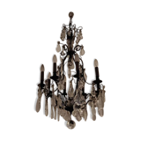 Old bronze chandelier and crystal tassels - 8 lights