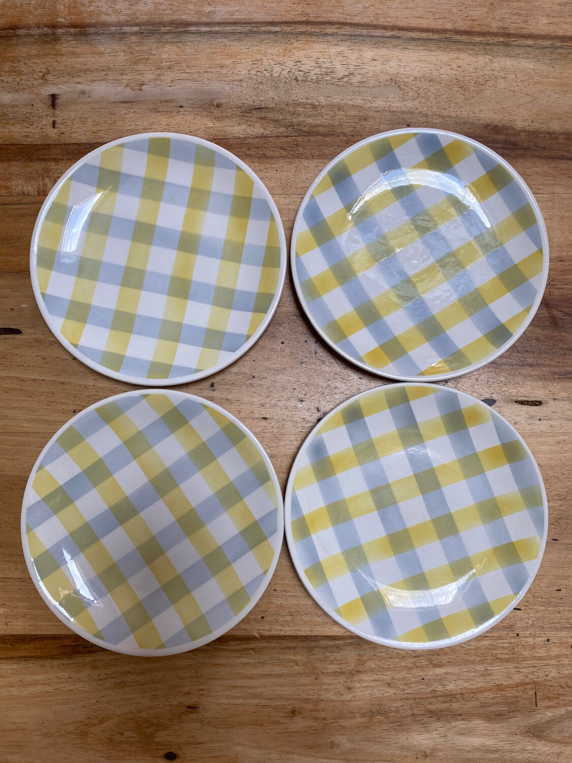 Vichy tile dessert plates