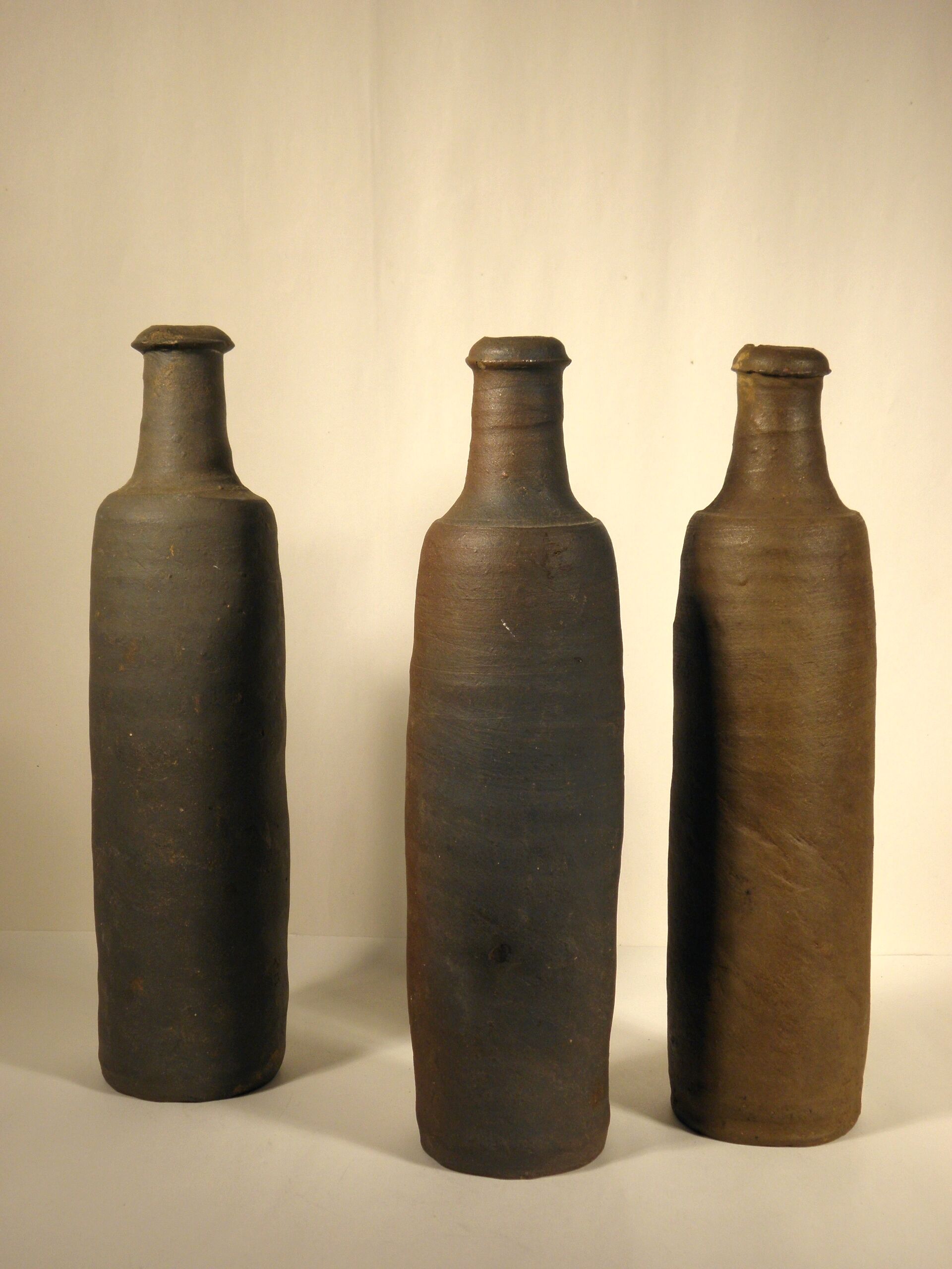 Set of three stoneware bottles