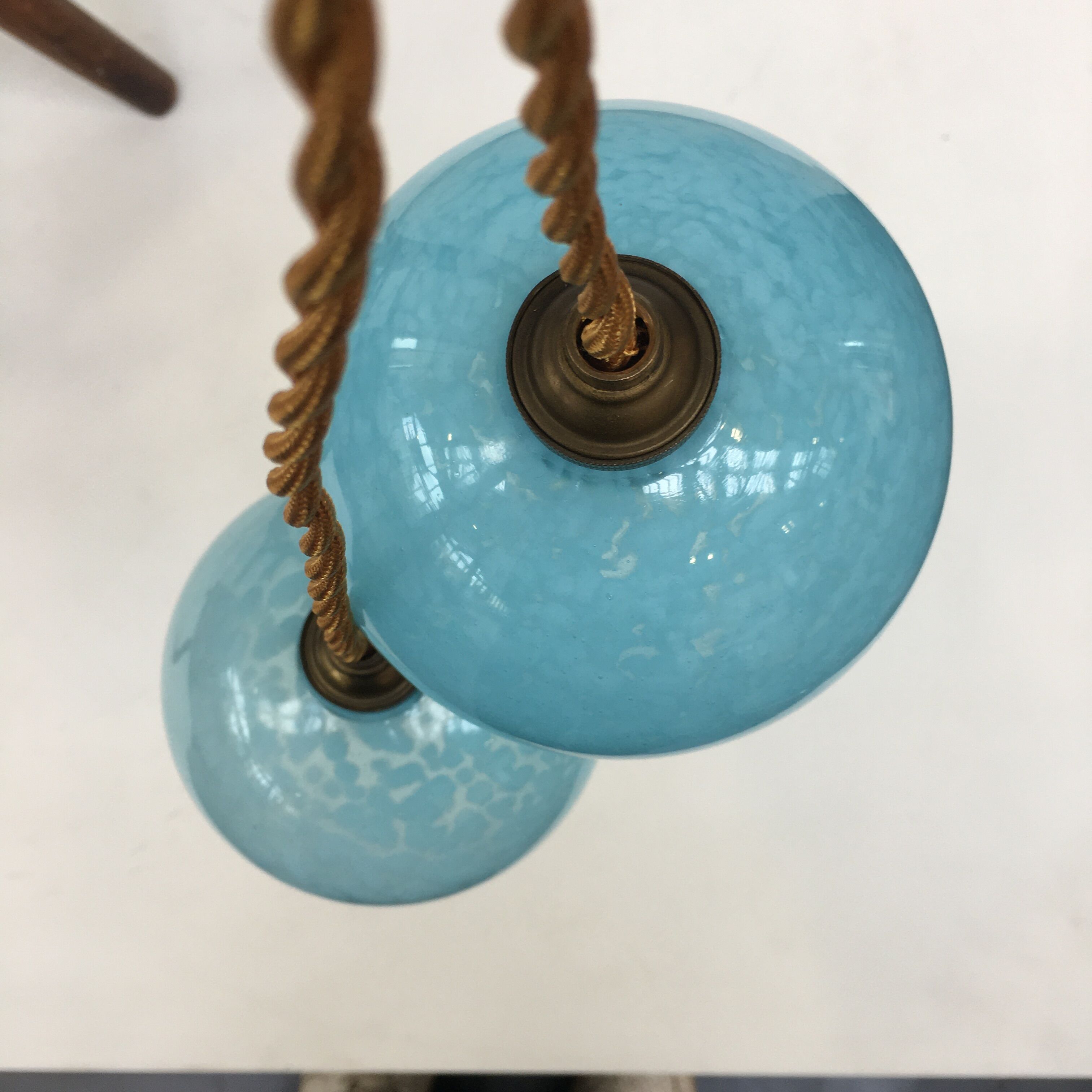 Pair of hanging lamps balls of blue Clichy