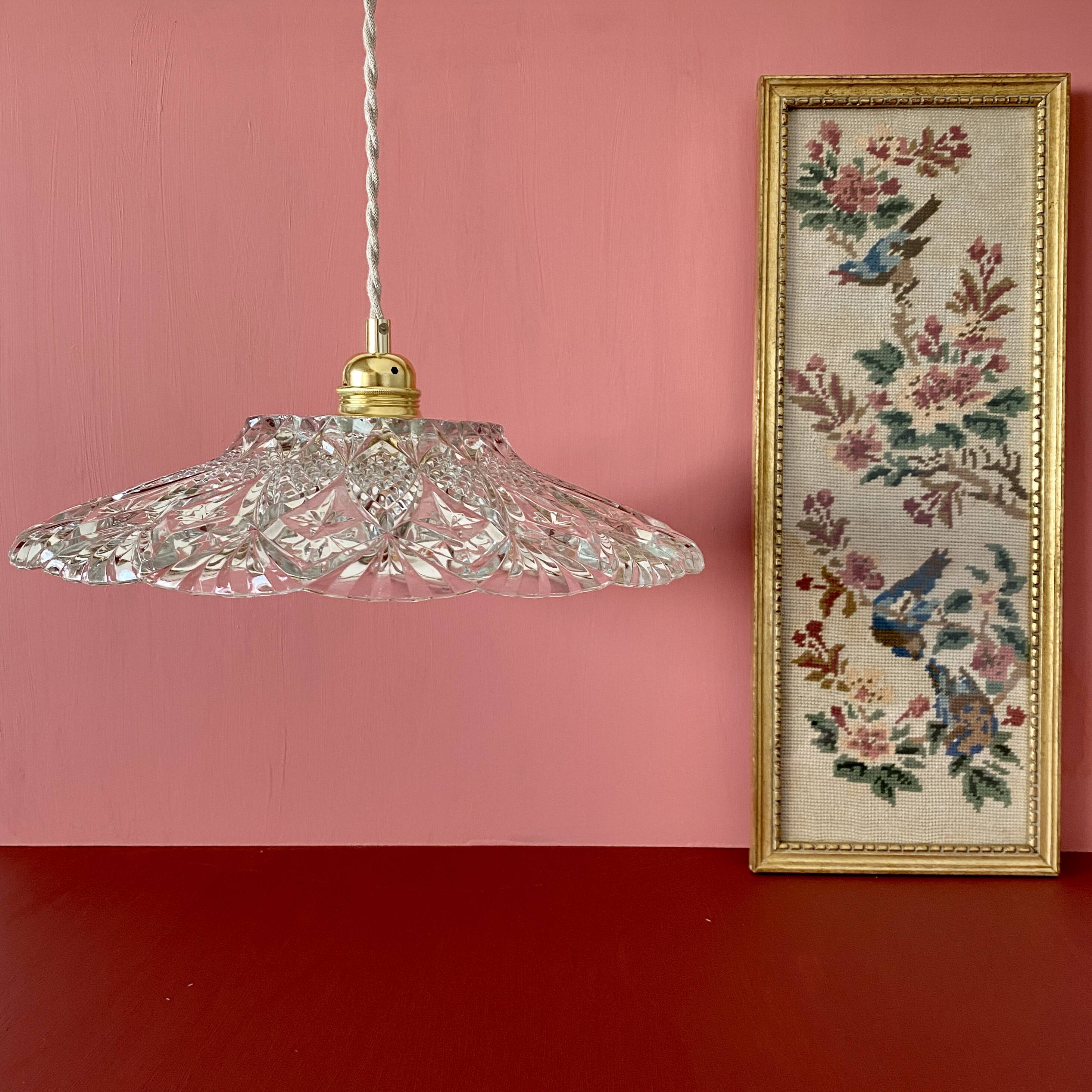 Vintage glass lampshade pendant light - tableware collection -