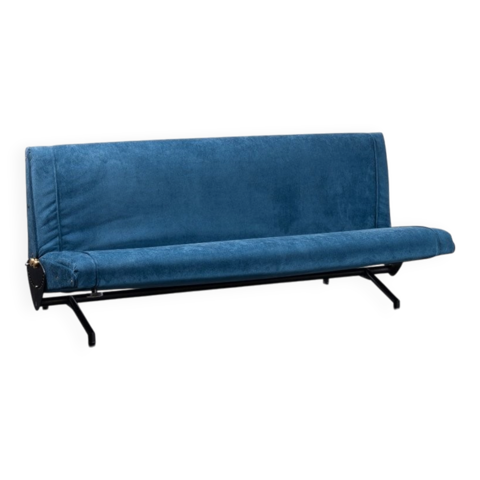 Vintage Model D70 Sofa Bed Black Iron Reupholstered Blue by Osvaldo Borsani for Tecno, 1970s