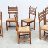 Set of six French dining chairs