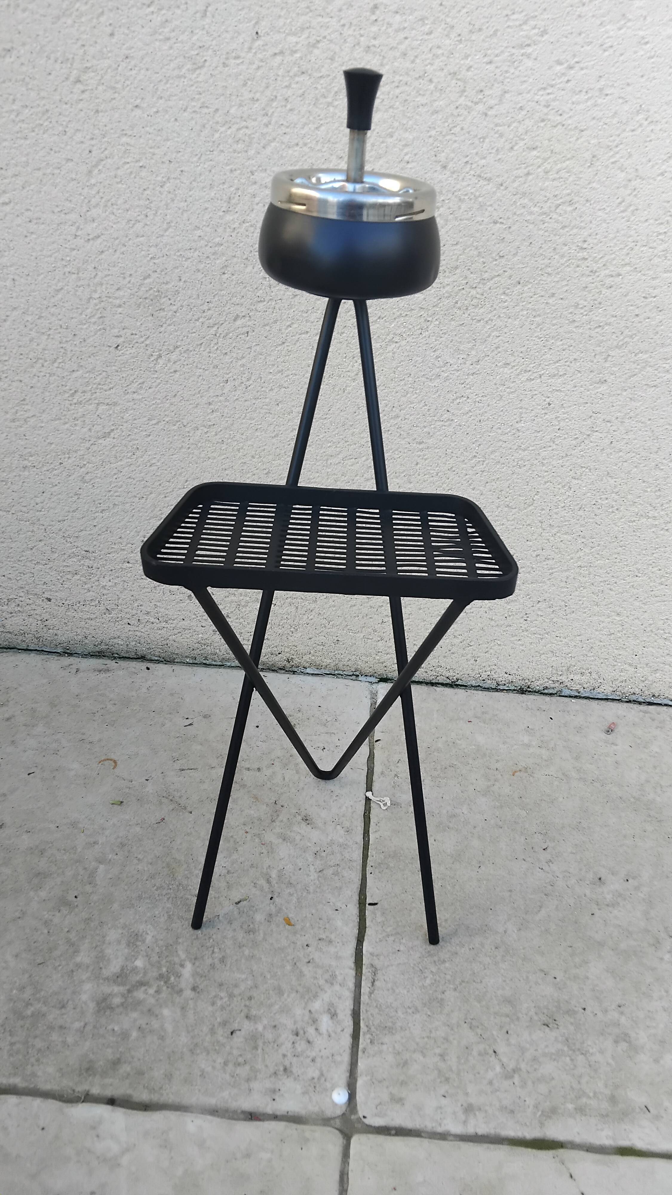Cendrier sur pied vintage tripode année 50 60