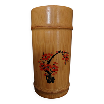 Bamboo brush pot Japan signed XXth