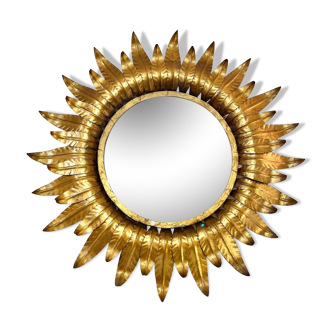 Sun mirror in gold metal, 1960´s