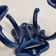 Pair of 1910 art nouveau period coat hooks in blue enameled cast iron