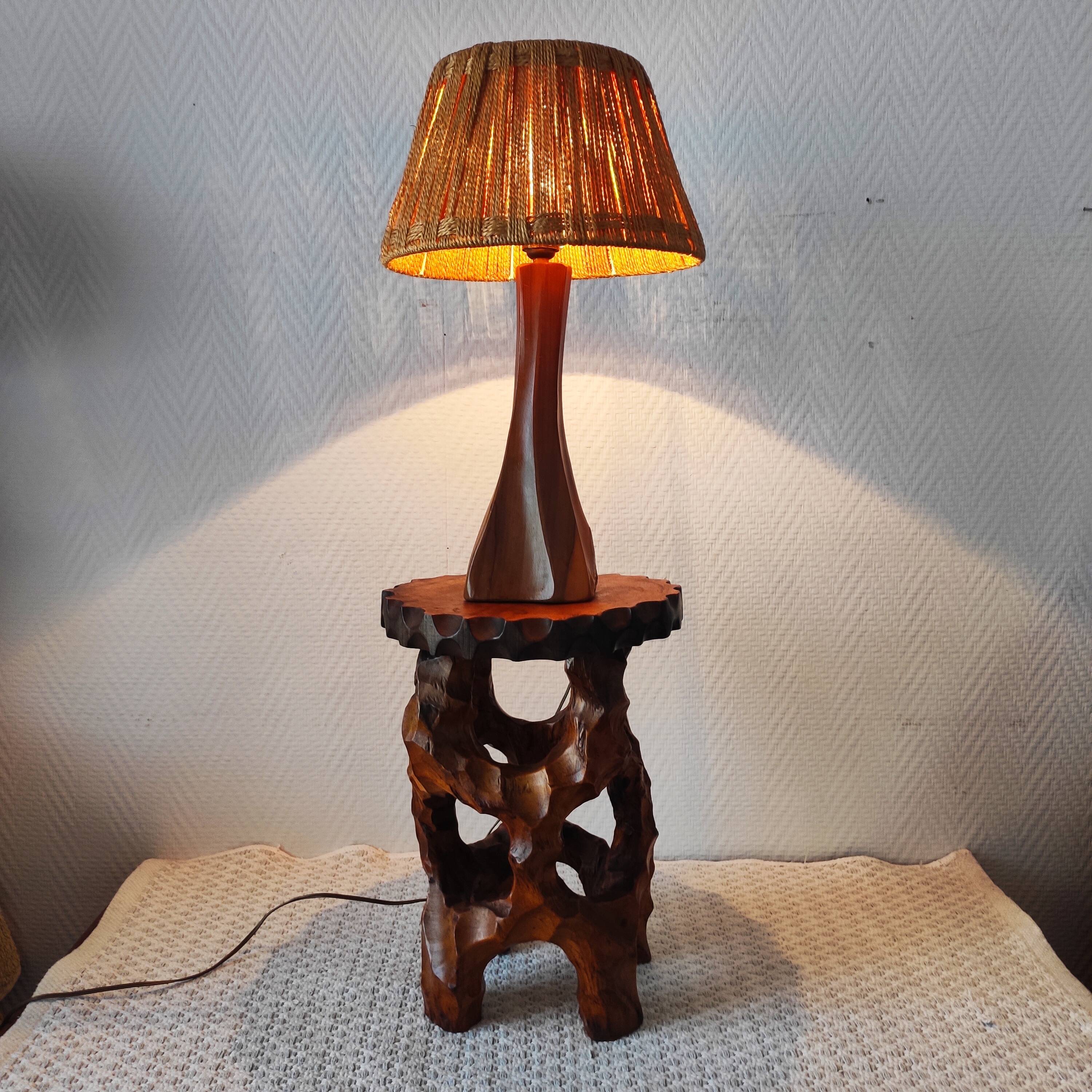 Biomorphic stool in carved wood – Vintage organic work from the 1960s.