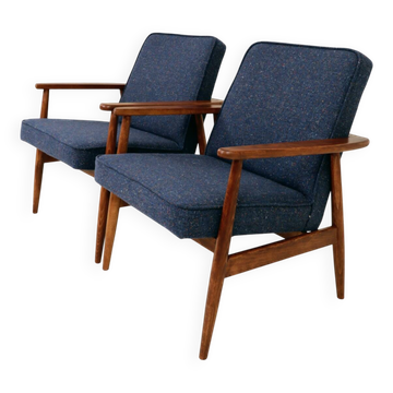 Two Mid Century Armchairs by M. Zieliński, Poland 1960, Navy Tweed