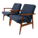 Two Mid Century Armchairs by M. Zieliński, Poland 1960, Navy Tweed