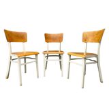 3 chaises en bois, Tchécoslovaquie années 1950