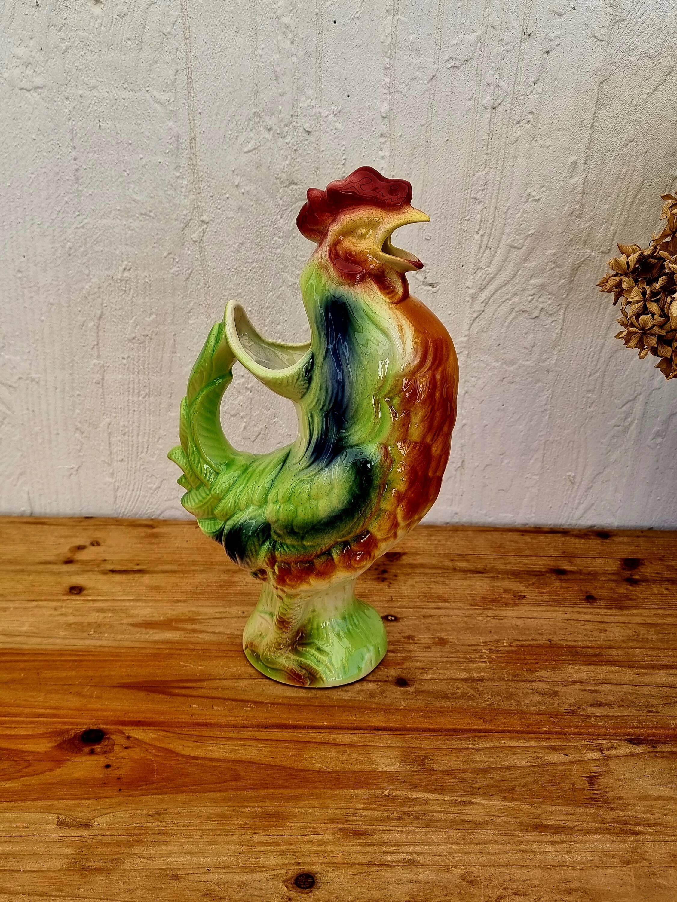St-Clément barbotine rooster pitcher