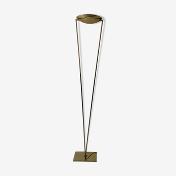 Large halogen floor lamp in polished brass, italy 1970