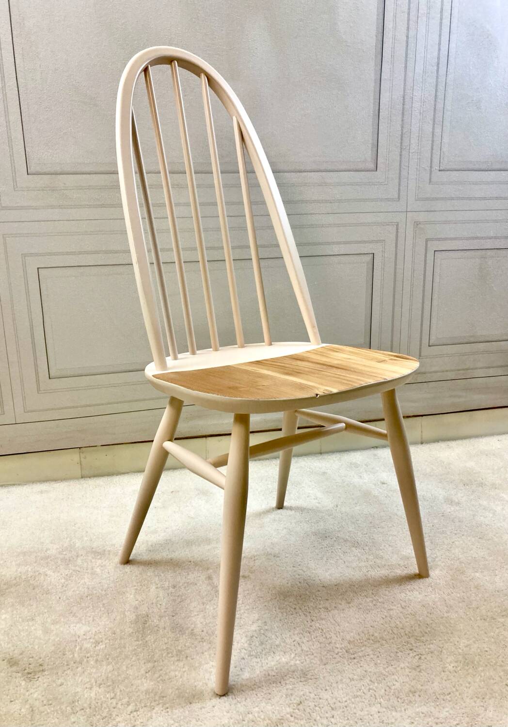 Renovated vintage Ercol Quaker chairs – cream white shade