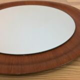 Mirror scandinavian teak 45 cm, round, 60s