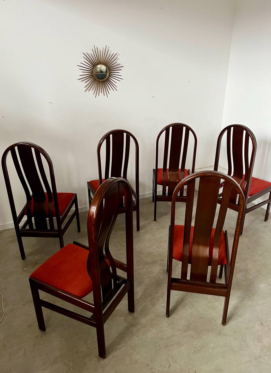 Lot 6 anciennes chaises en bois courbé design italien des années 70 vintage