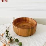 Large Scandinavian glass and wood salad bowl BLOMBERG GOTENE SWEDEN