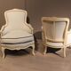 Pair of wing chairs in monochrome style louis XV beech