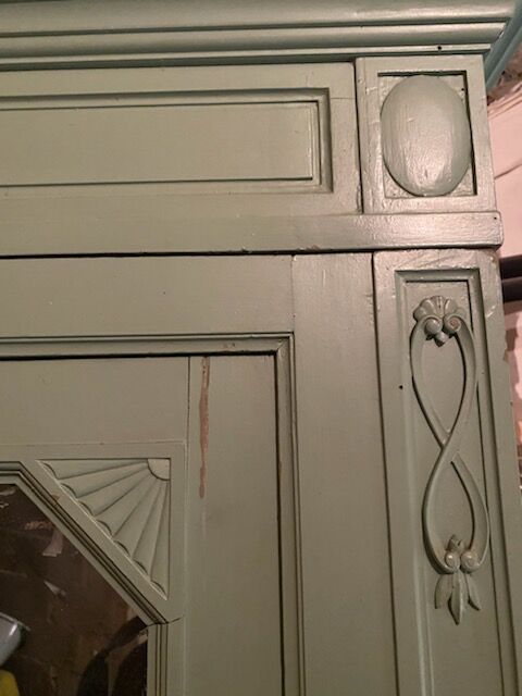 Green patina mirror wardrobe