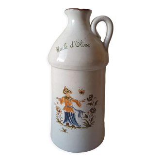 Olive oil carafe, Moustiers decor, 18th century France