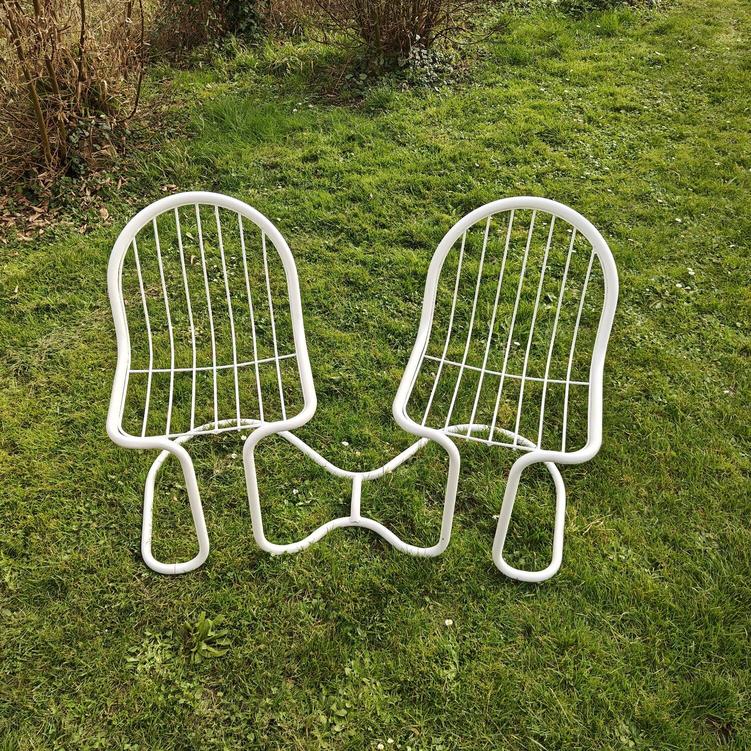 70s tubular garden bench