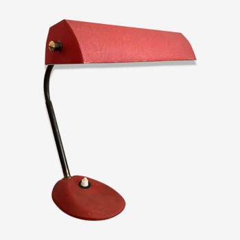 Desk lamp of notary with red flexible arm brass