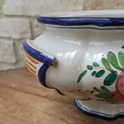 Old serving dish, vegetable dish, soup tureen without lid, flower decoration