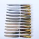 Set of 12 brown and beige marbled horn knives 1960