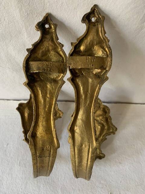 Pair of old gilded bronze curtain tiebacks, late 19th century
