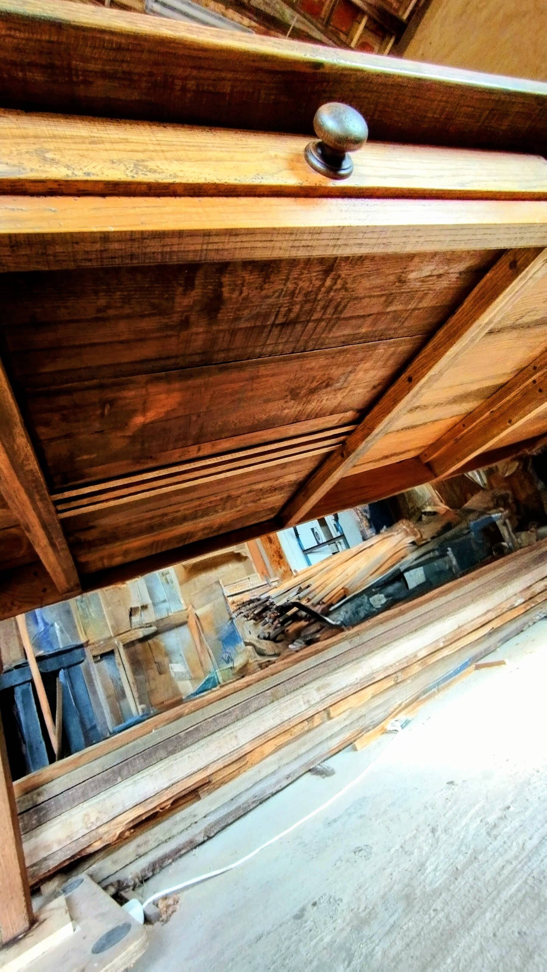 Solid oak farmhouse table, 270x120 cm, with 4 drawers