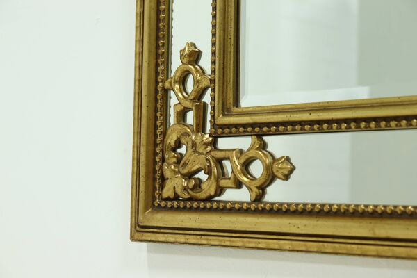 Miroir plaqué or par Deknudt Belgique années 1980