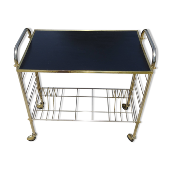 Gold-plated brass vinyl rack trolley