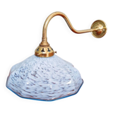 Applique murale en laiton et verre moucheté bleu