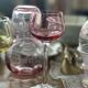 7 vintage iridescent foot glasses