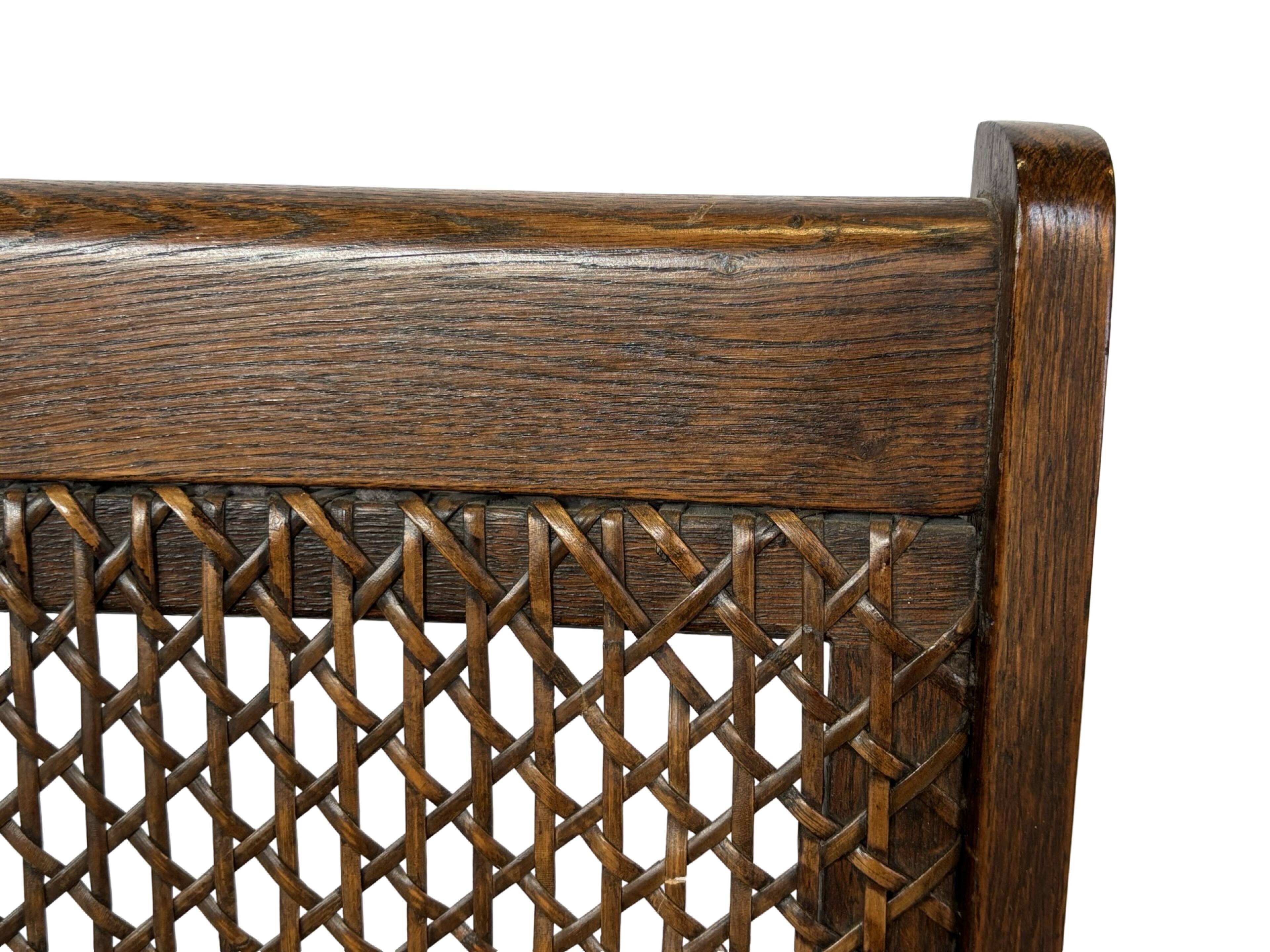 Art Deco oak armchair with webbing 1950s minimalist