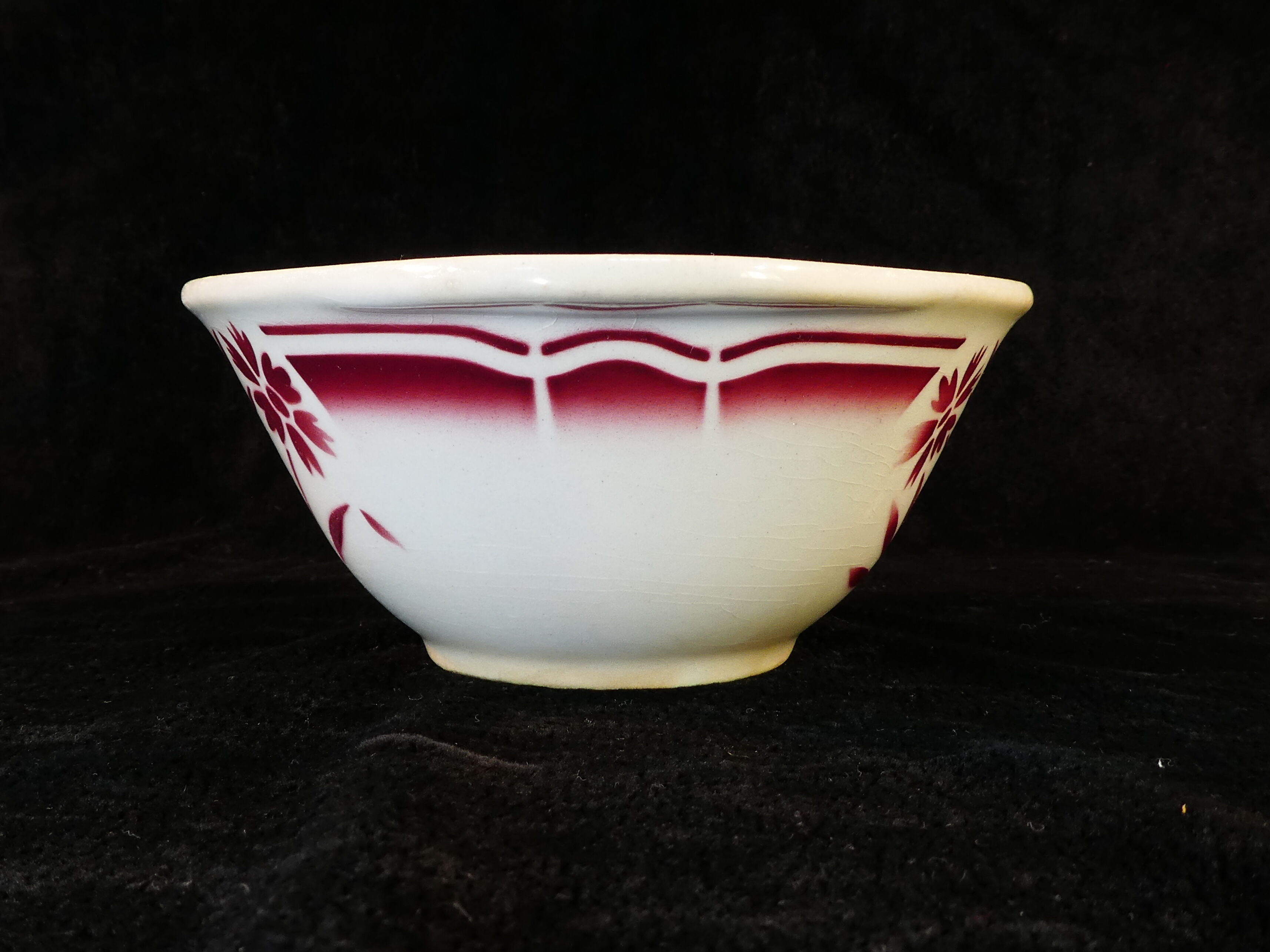 faience sausage bowl of BADONVILLER FB FENAL FRERES decoration FLEUR ROUGE