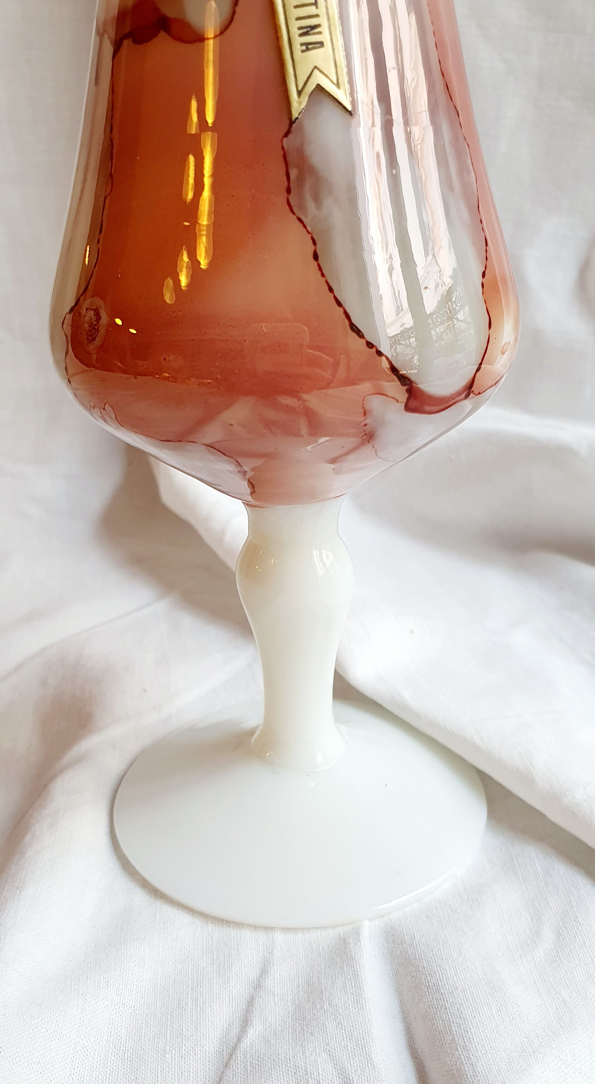 Opaline vase Florentine Stelvia marbled pink