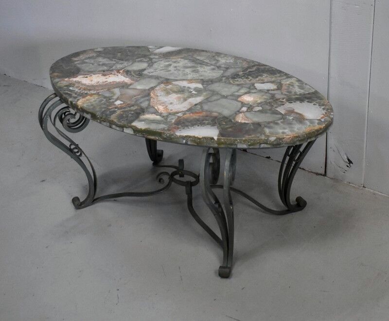 Marble and Forged Iron Low Table - 1950