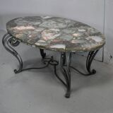 Marble and Forged Iron Low Table - 1950