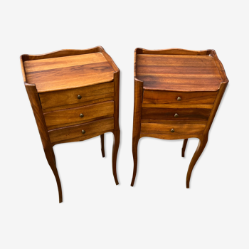 Pair of solid walnut bedside tables