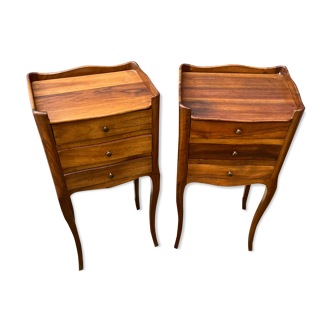 Pair of solid walnut bedside tables