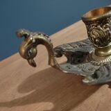 Candle holder bird Peacock wings brass bronze gilded Dpc 0123110