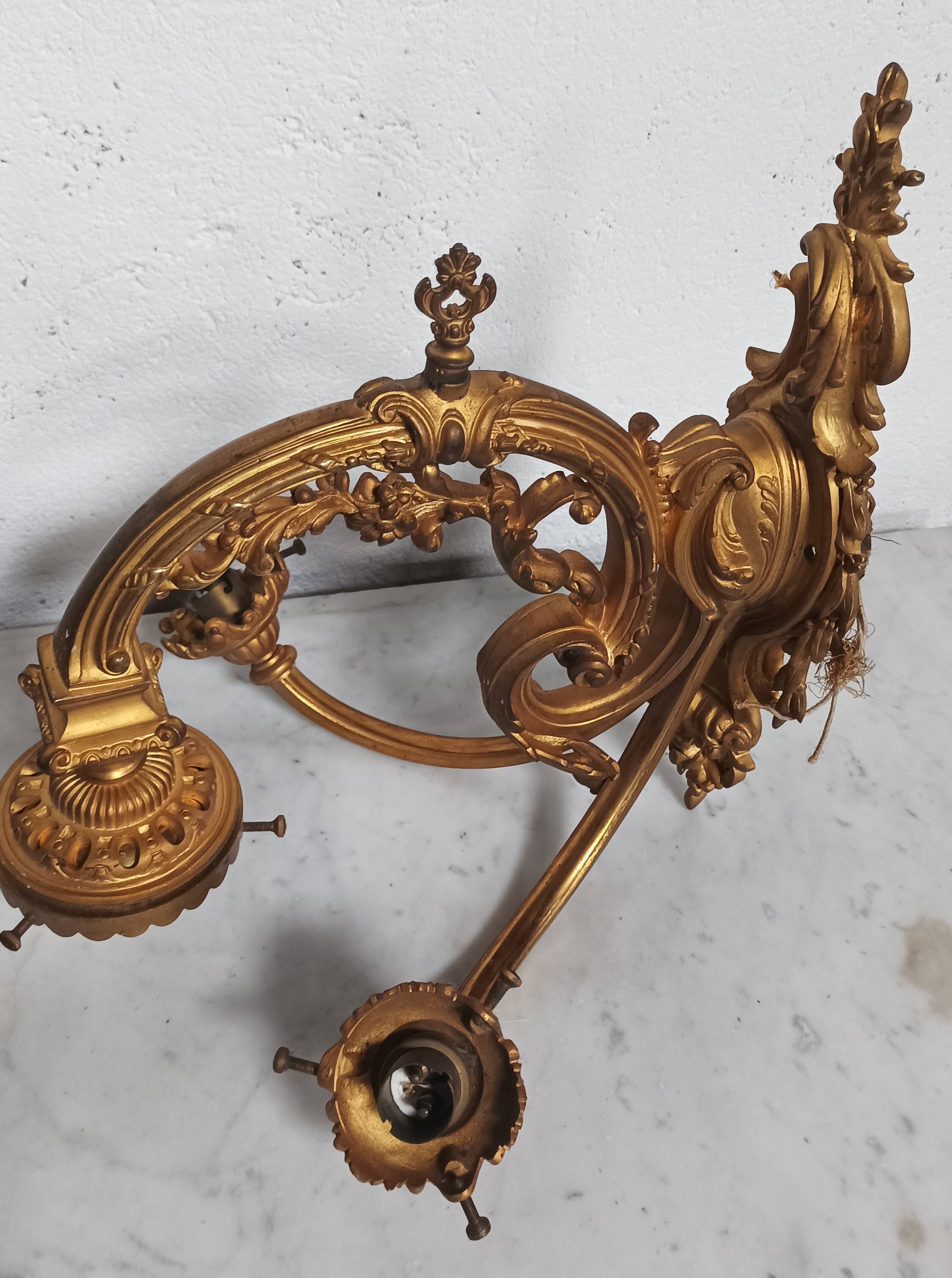 Pair of large Napoleon III bronze wall lights