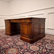 Bureau partenaire anglais classique en cuir vert