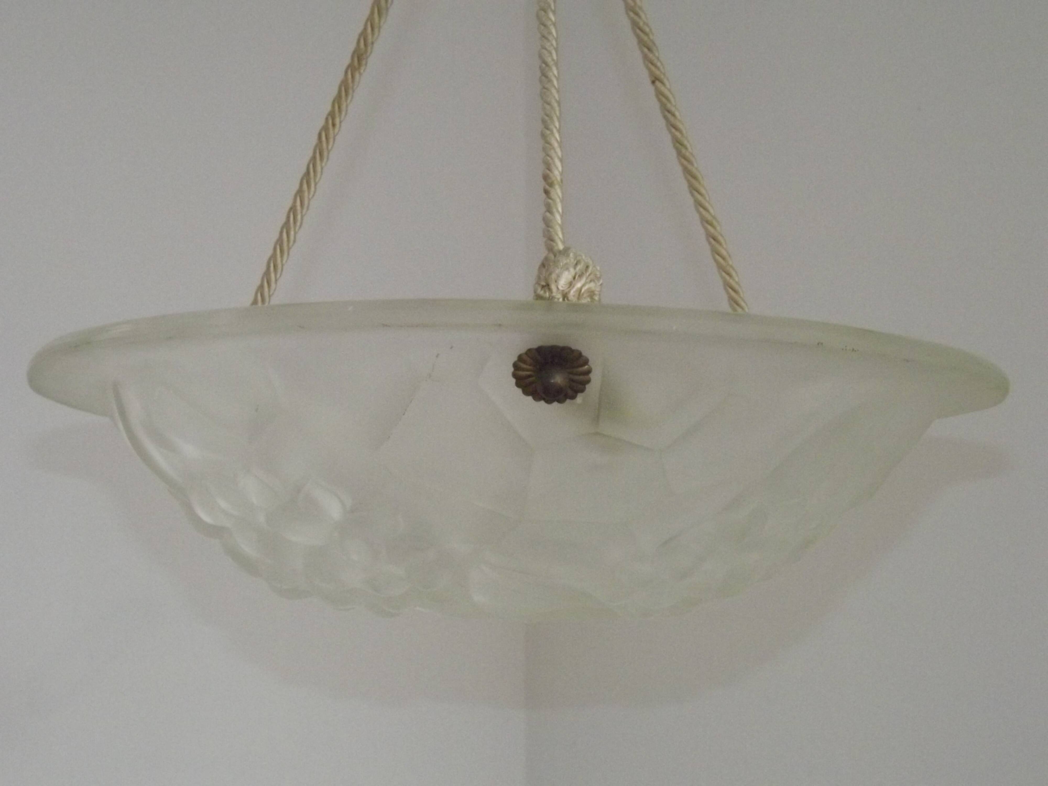 Elegant French Art Deco Plafonnier– Circa 1930 | Signed ROS / Degué